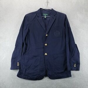 Lauren Ralph Lauren Blazer Mens M Blue Three Button Suit Jacket Crest